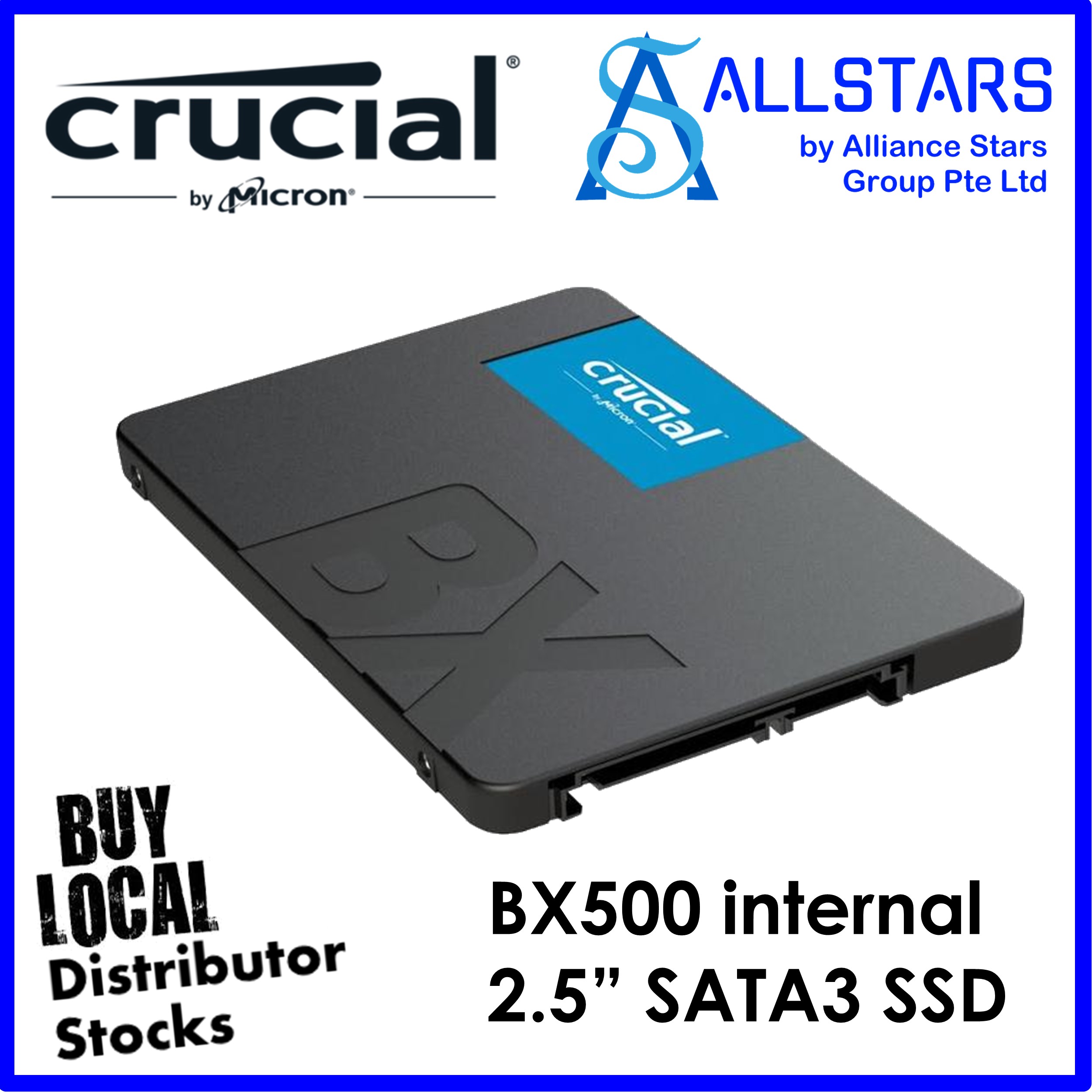 (ALLSTARS : WE ARE BACK / DIY Storage PROMO) Crucial BX500 480GB / Crucial 480GB SSD internal 2.5 inch SATA3 SSD (CT480BX500SSD1) / Best Entry SSD / Notebook Upgrade (Local Warranty 3years with Conver