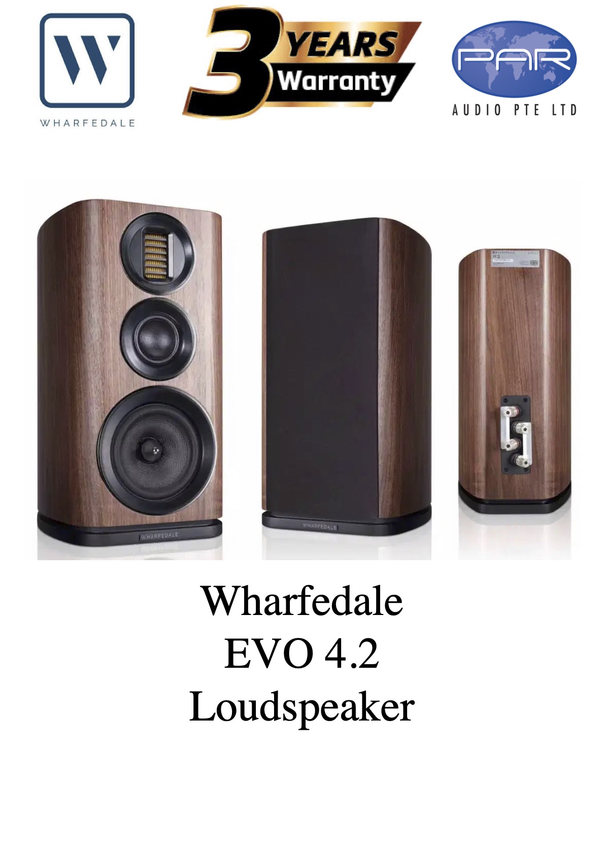 WHARFEDALE EVO 4.2 (WALNUT), BOOKSHELF LOUDSPEAKER, 3 YEARS WARRANTY