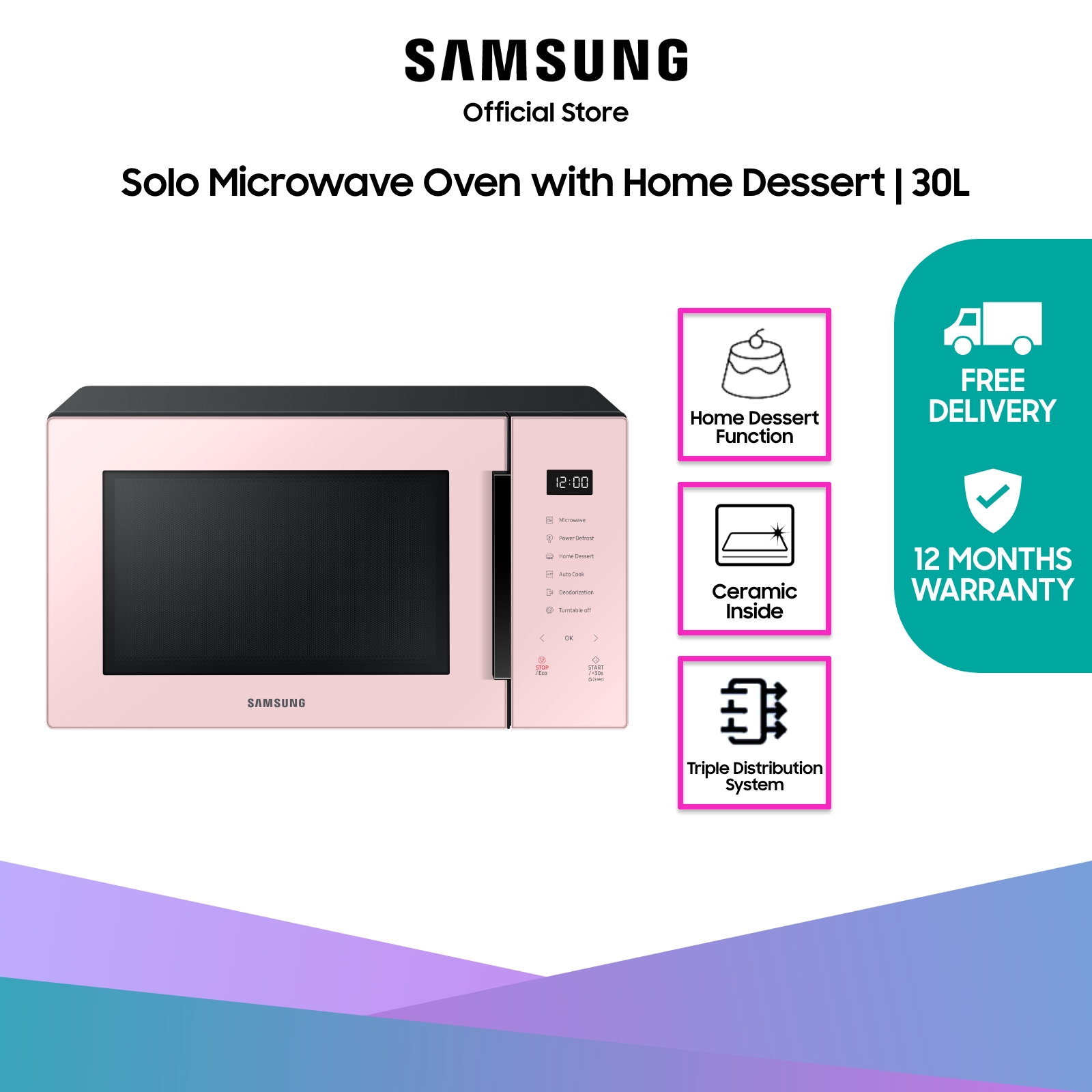 [Bulky] SAMSUNG MS30T5018AP/SP, Solo Microwave Oven, 30L, Pink
