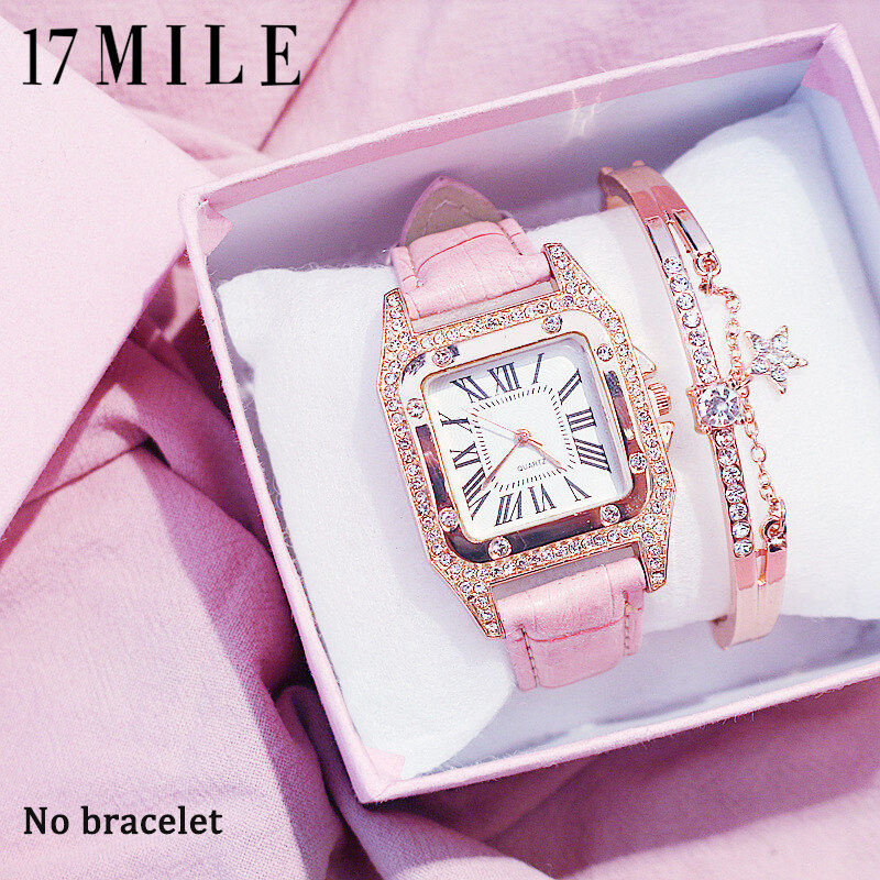 17 MILE Fashion Quartz Diamond Flower Wrist Watch Women Waterproof Women Digital Watches Accessories Relo (No bracelet)