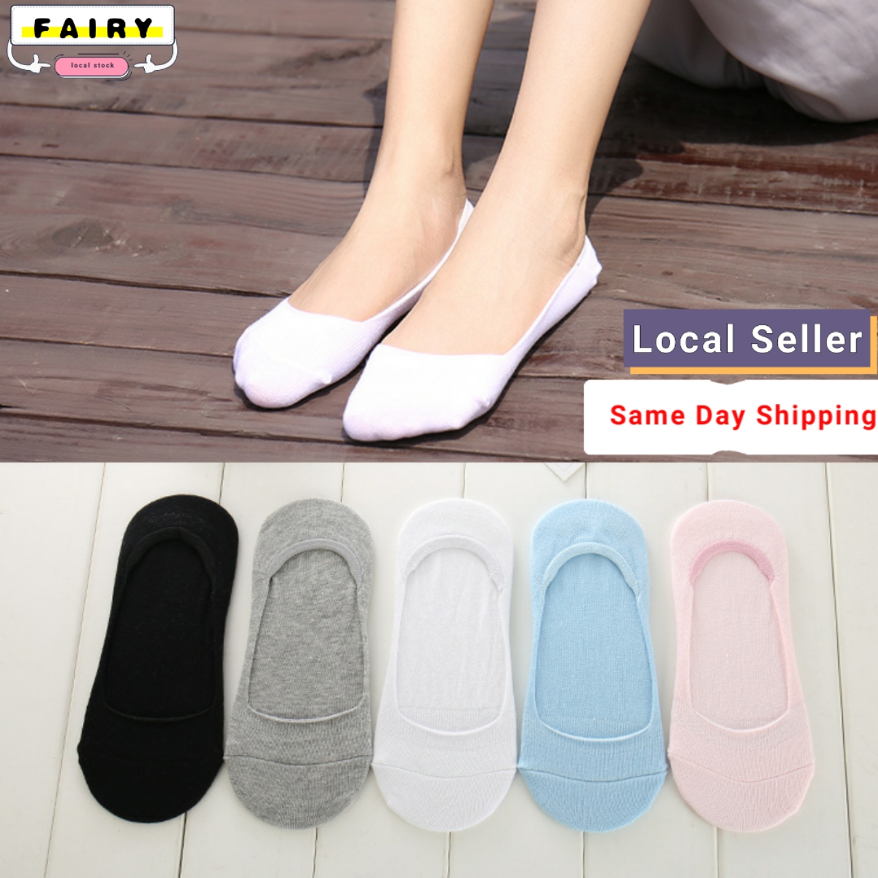 (5 Pairs) Woman Socks Invisible Pure Color Cotton Socks Ladies Casual Basic Solid Color Socks Female no show boat Socks Ankle Socks