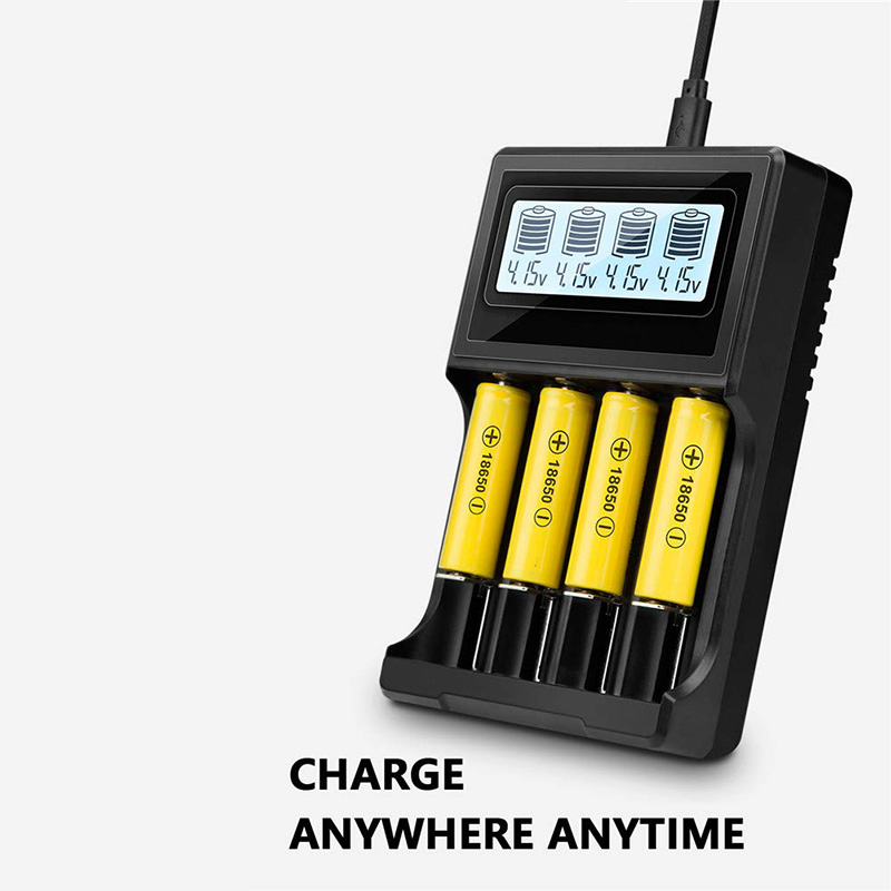 18650 Battery Charger, LCD Display Speed Batteries Charger with 4 Bay Discharge Function for Rechargeable 3.7V Li-Ion Batteries