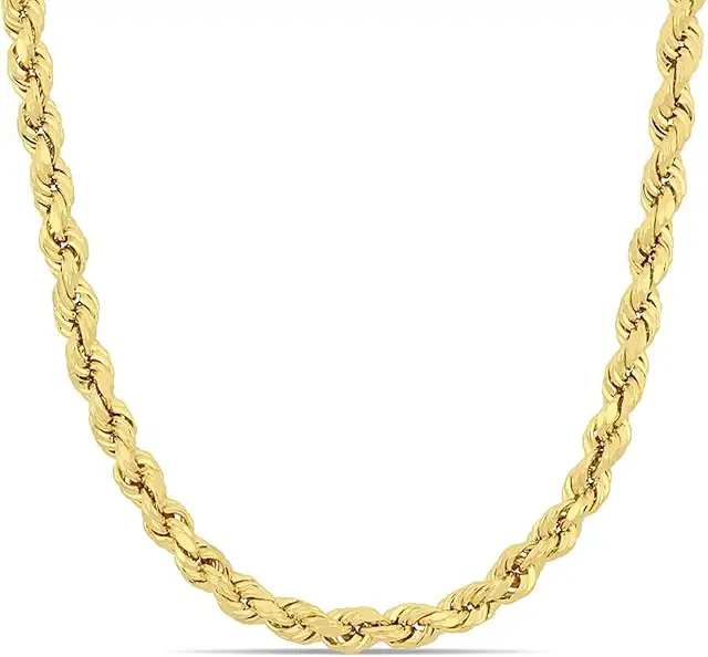 Gold Rope Chain Necklace for Men & Women – 100% Real 10k or 14k Gold, Lightweight, Premium Craftsmanship
