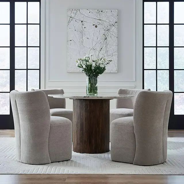 Liberty Furniture Accent Dining Chairs with Castors - Rounded Back - Truffle Upholstry - Set of Four